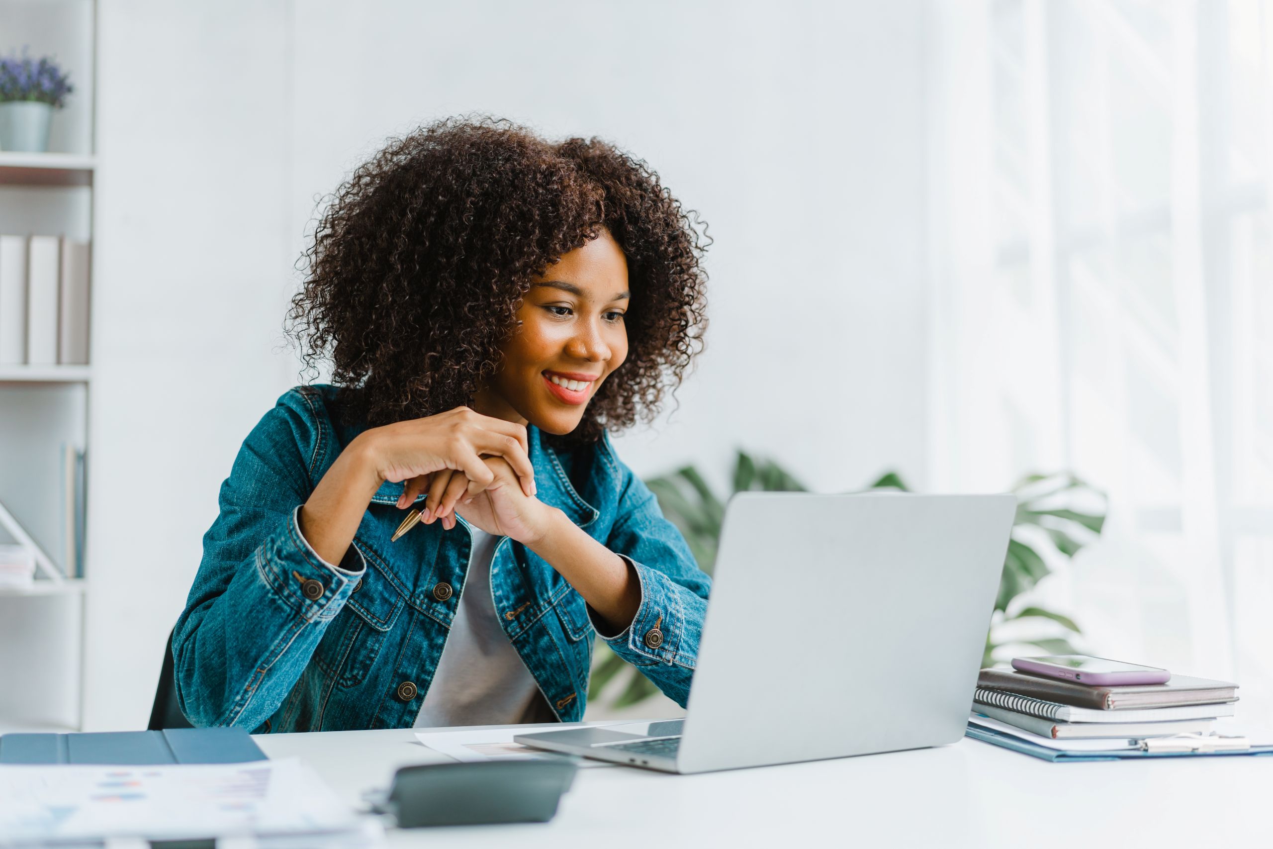 Woman using a computer