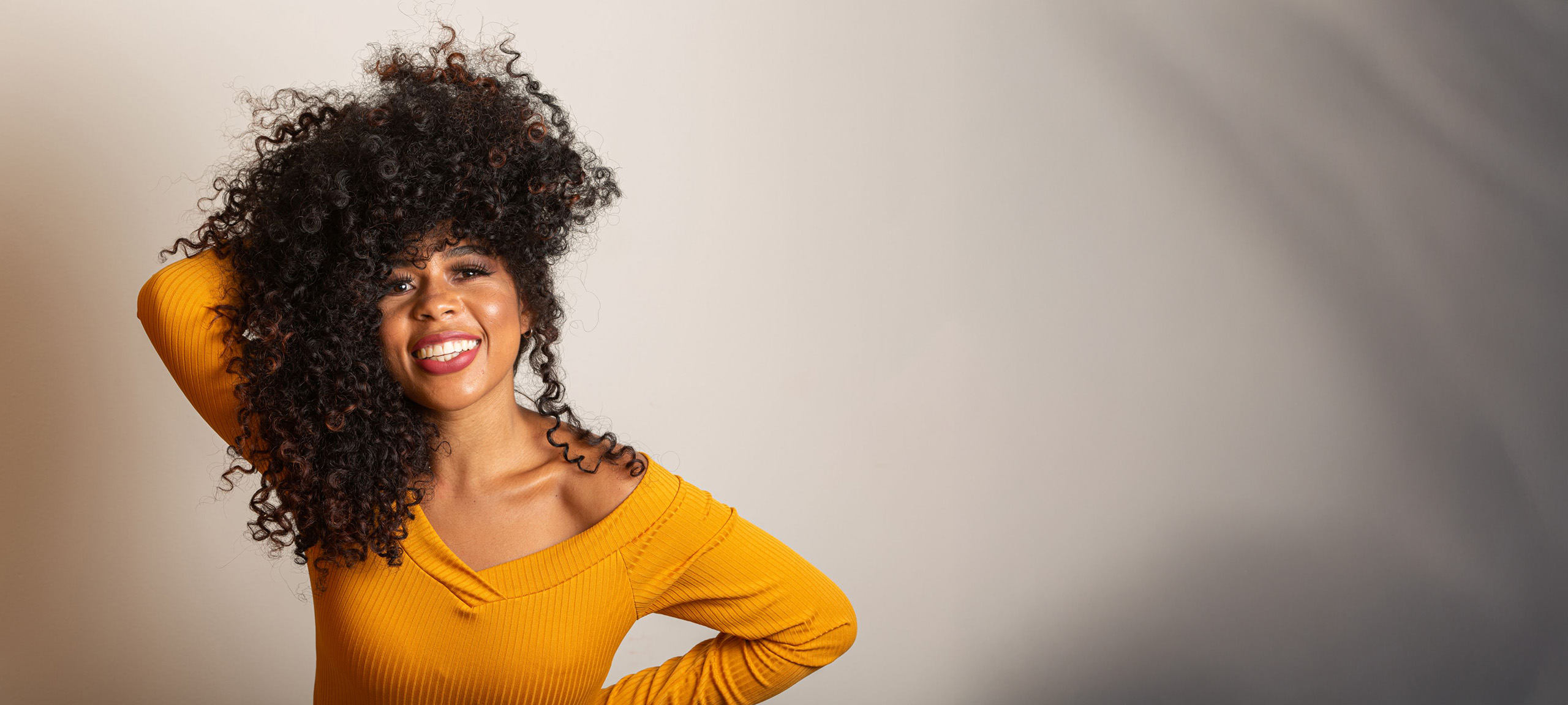 Woman with naturally curly hair