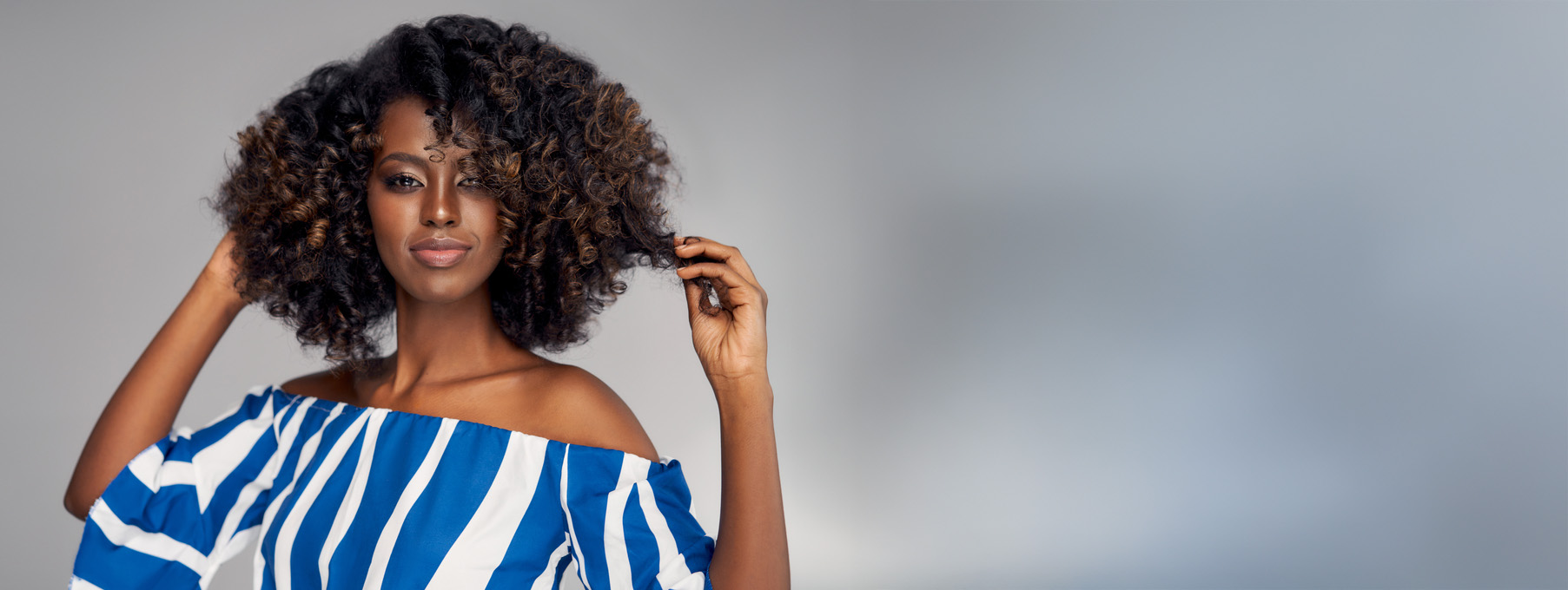 Woman with curly hair